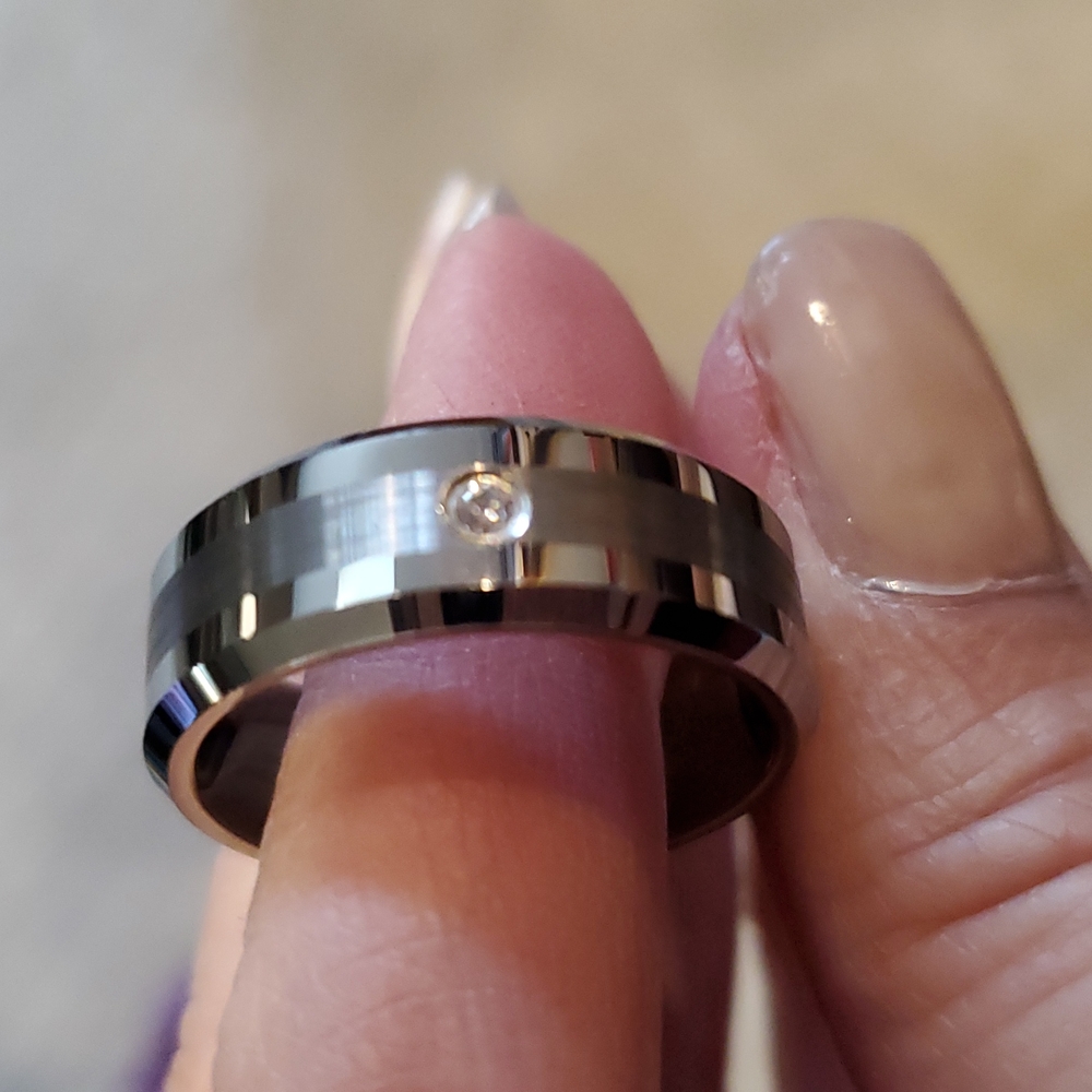 Mens tungsten carbide one diamond wedding ring?NOT FOR SALE